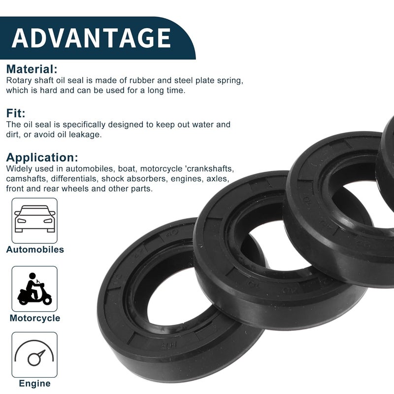 TUCKBOLD Universal Oil Seal TC Double Lip W Steel Spring Seal Ring Rotary Shaft Seal 22x40x10mm High Pressure NBR Rubber Black 5 Pcs - Image 4